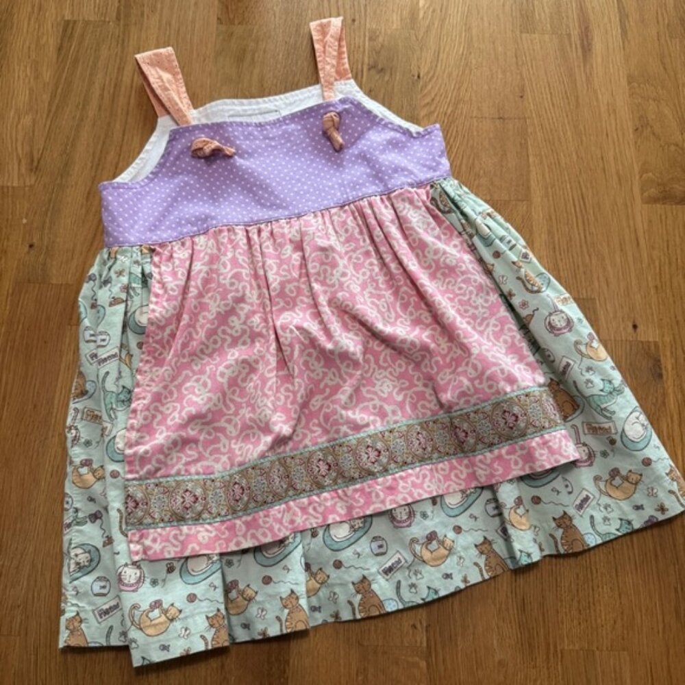 Matilda Jane 8 Sleeveless Apron Cat Theme Dress - Picture 1 of 9
